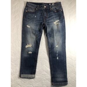 Miss Me Jeans Women's Size 30 Denim Blue Boyfriend Ankle Distressed USA